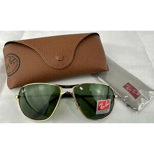 Ray Ban Gold RB8022 65-13-128 Pilot Aviator Driving‎ Sunglasses Italy